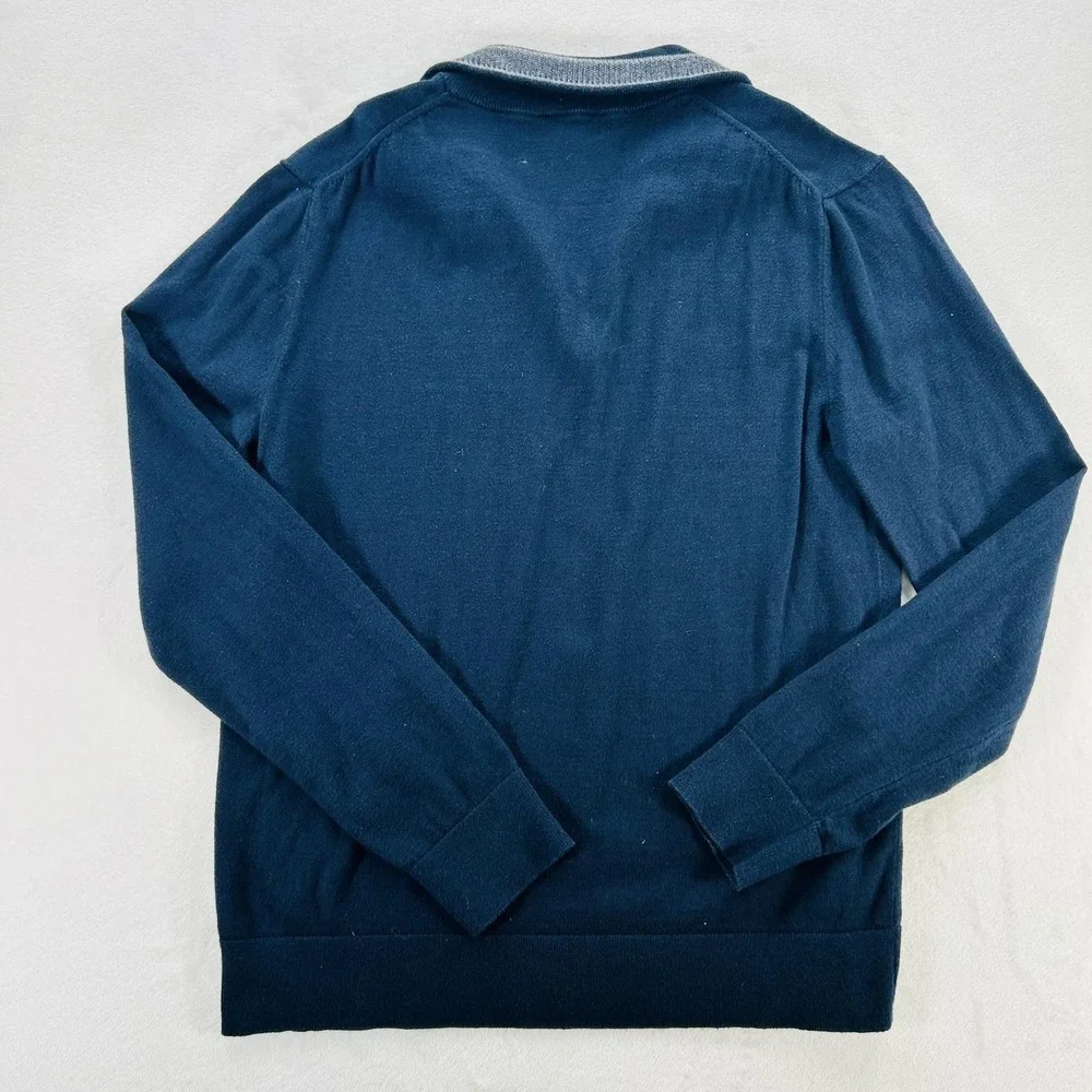 Banana Republic Sweater Mens Medium Blue Mock Neck 1/4 Zip Cotton Cashmere Knit